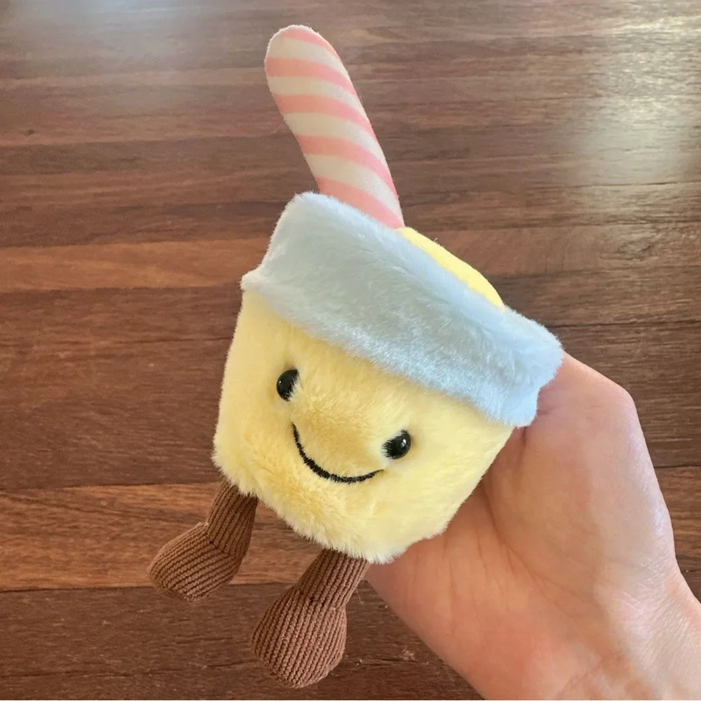 Cute Lemonade Plush Keychain Kawaii Fruit Charm Soft Mini Plush Bag Accessory